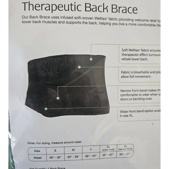 BACK ON TRACK Narrow Front Black Back Brace Size Small- Black -4 Way Stretch New - Picture 3 of 5